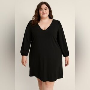 City Chic NWT Black V Neck Long Sleeve Dress Plus Size 18W